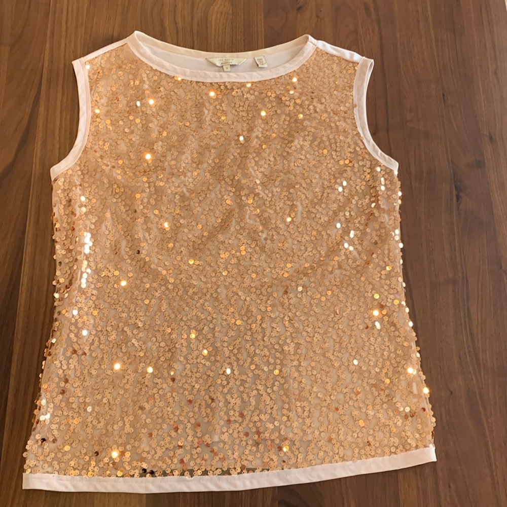 Ted Baker London Rose Gold Sequin Short Sleeve Tee